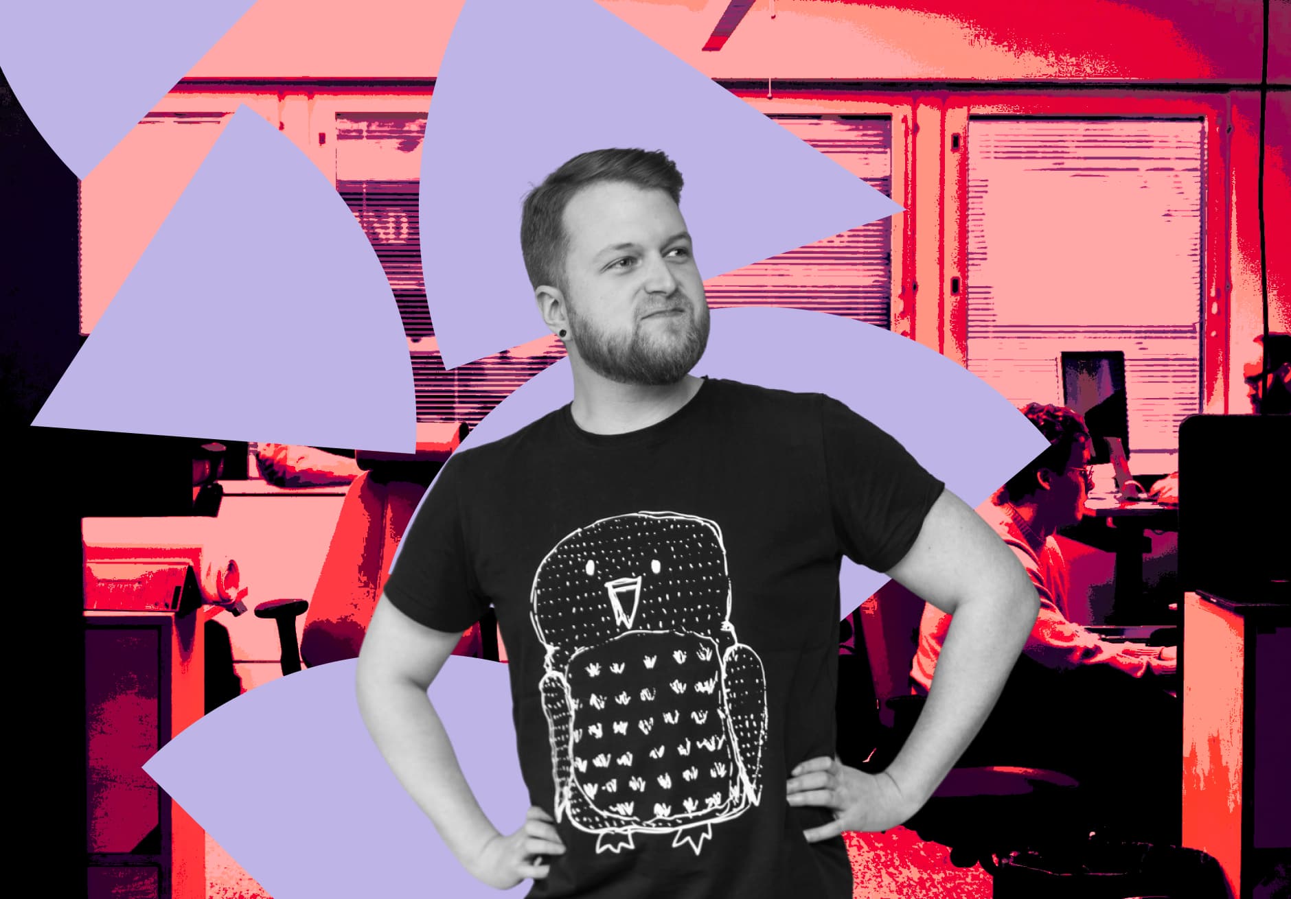 Ohjelmistokehittäjä Fraktion toimisto taustalla