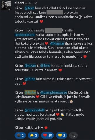 Muista kiittää työkaveria